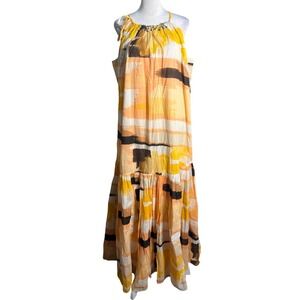 Lane Bryant Yellow Abstract Brushstroke Embellished‎ Maxi Dress Size 14/16